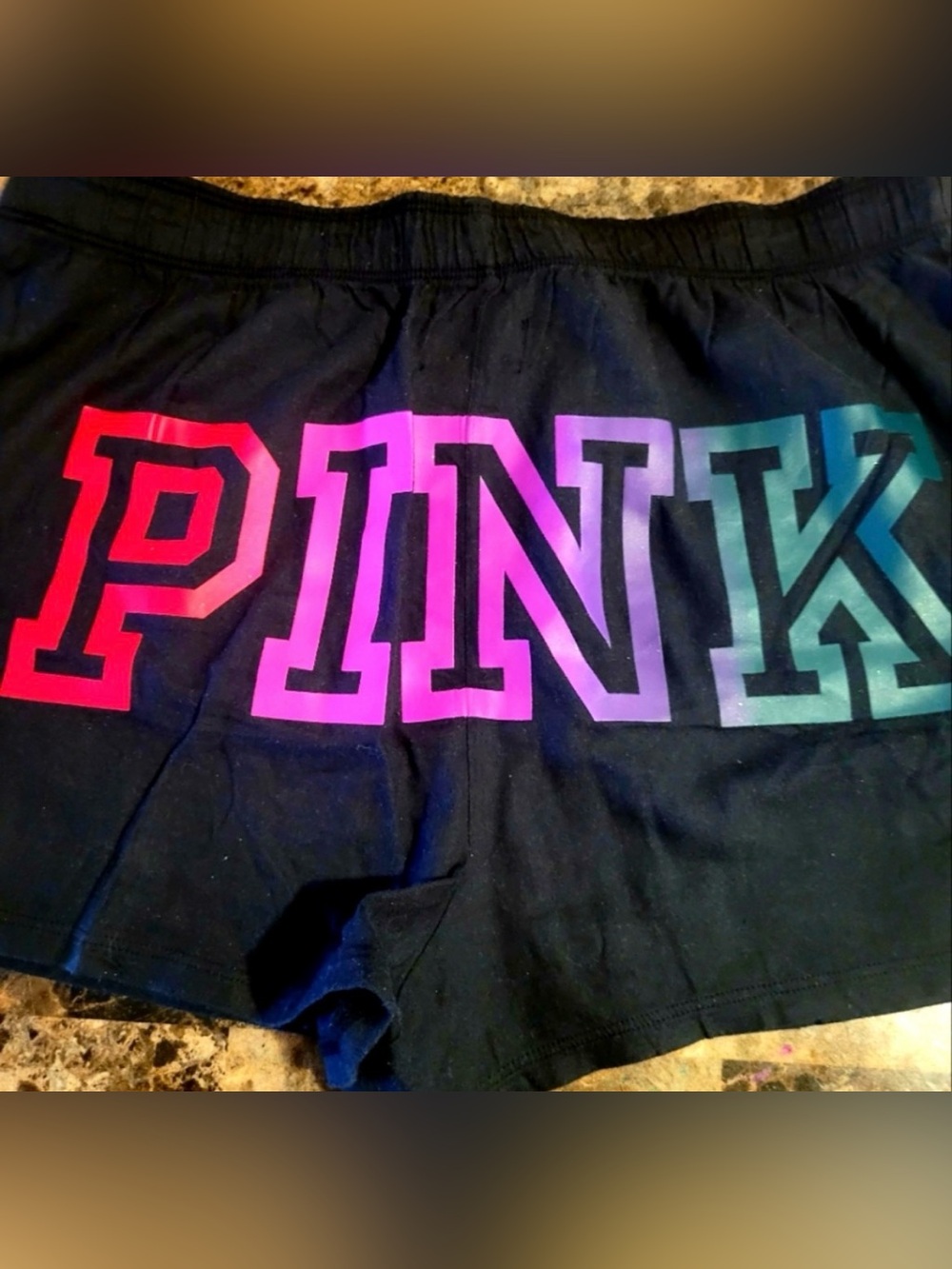 PINK Victoria's Secret Black Ombre Logo Athletic Shorts